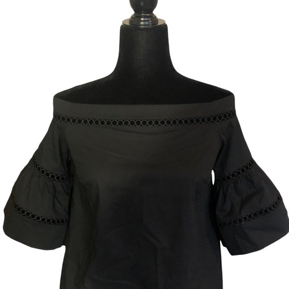 Michael Michael Kors Off-The-Shoulder Crochet Top with Flared Bell Sleeves - Picture 7 of 8